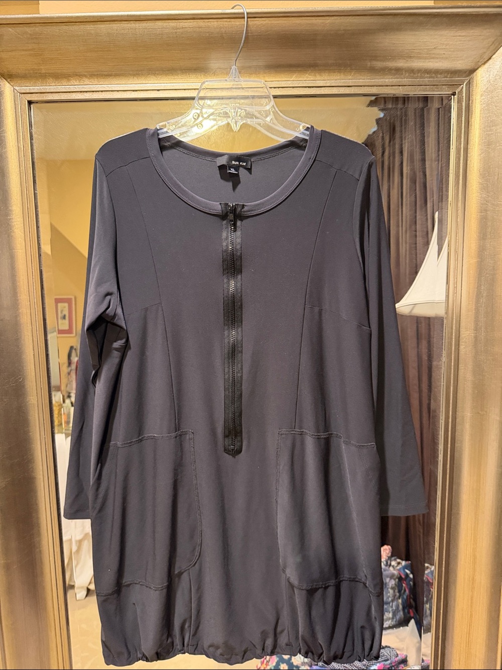 Black Sun Kim Boutique Women’s Zip-Front Tunic Top XL
